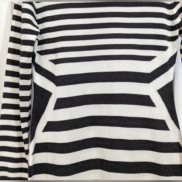 Calvin Klein Long Sleeve Black and White Striped Sweater Dress - Picture 5 of 6